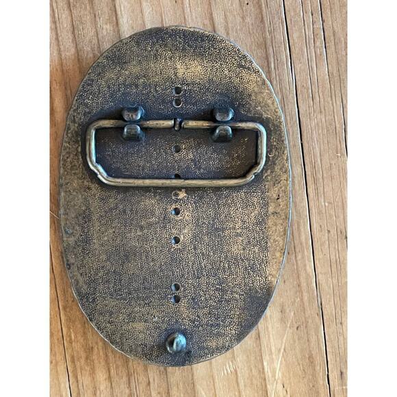 Vintage Brass & Leather Embossed Belt Buckle. "JIM" Oval. - Picture 2 of 3